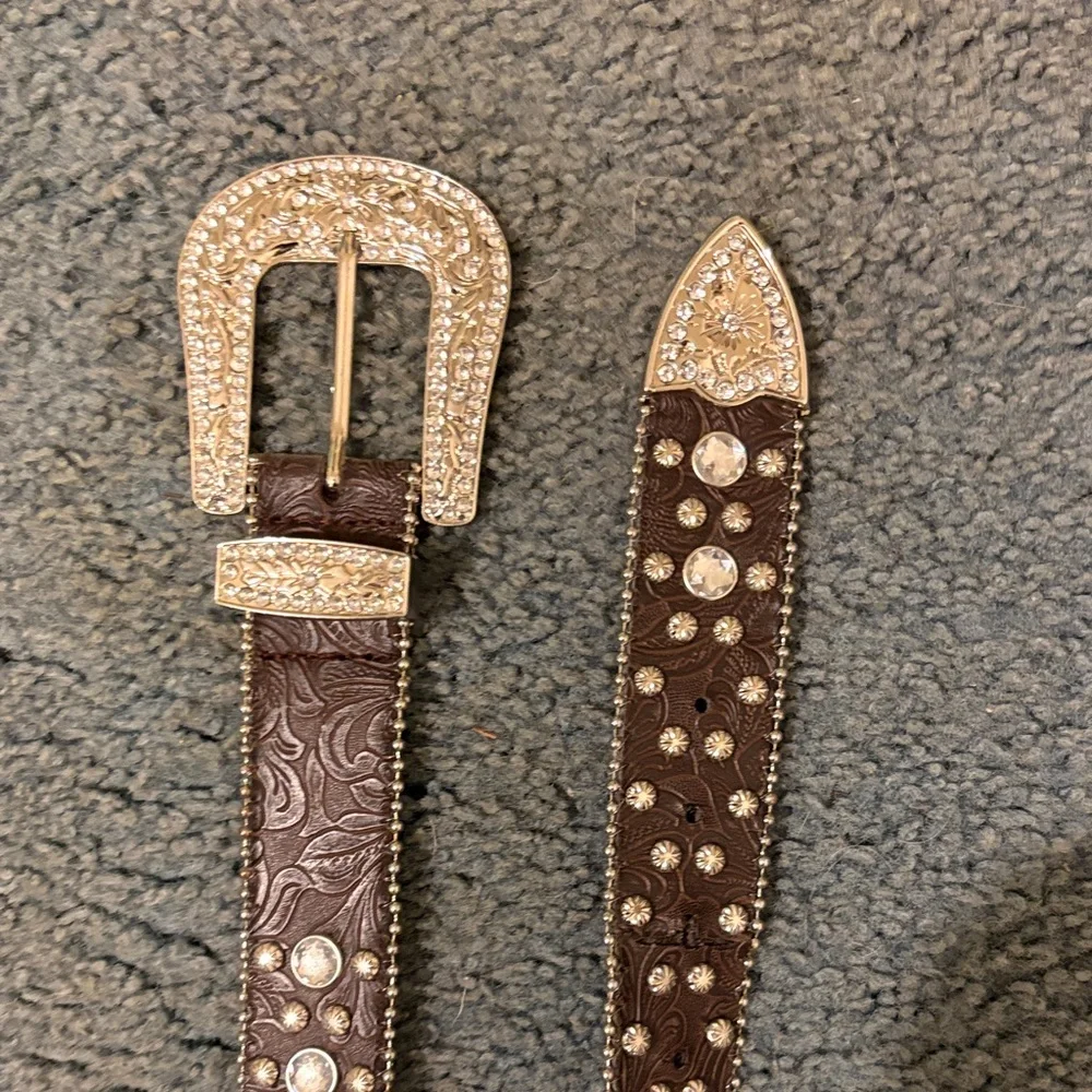 Brown Rhinestone Belt - Picture 2 of 4